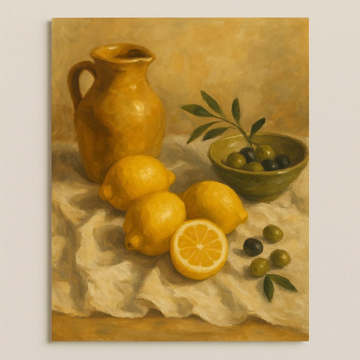 Hero image of a muted stone poster with a single slim horizon line, minimal Mediterranean coastal art print