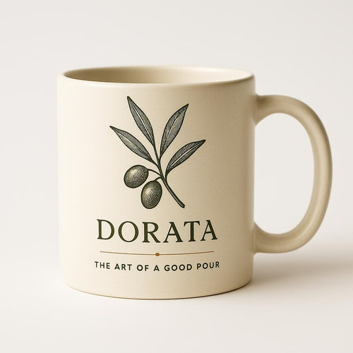 Amber glazed ceramic mug with warm honey tones on a sunlit countertop