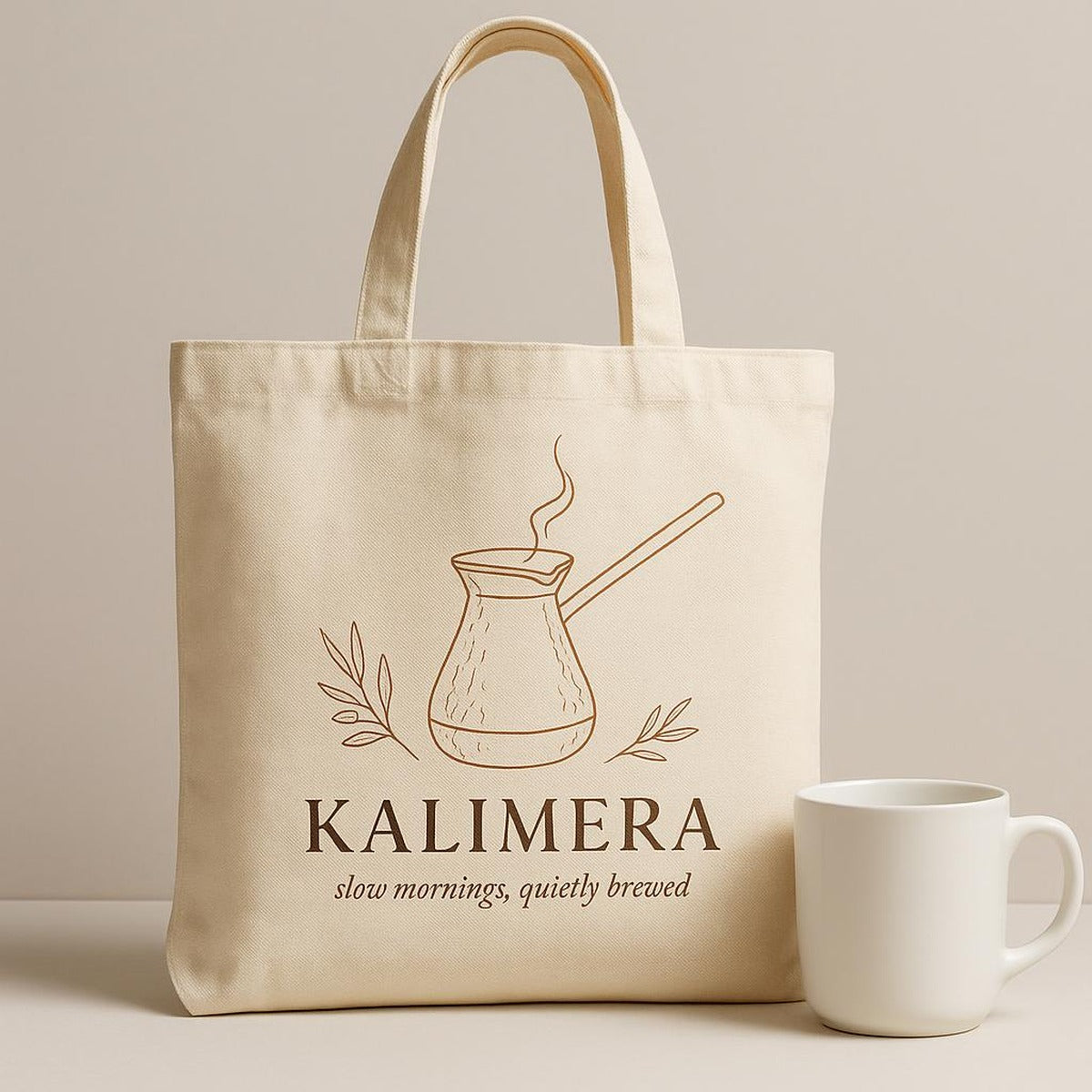 Tote bag held open to show roomy interior filled with groceries and a folded towel for scale
