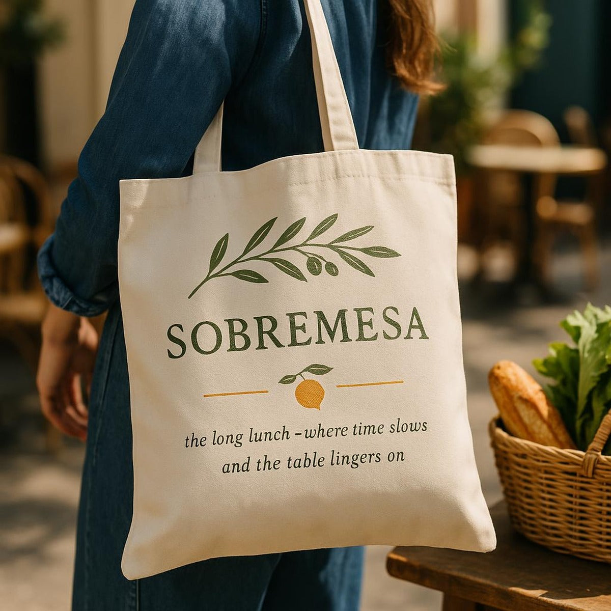 Folded tote bag showing lightweight, packable natural canvas