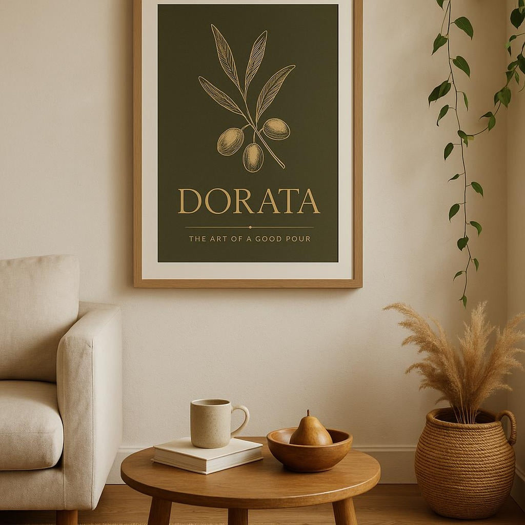 Detail of crisp linework and cork stopper illustration on the poster