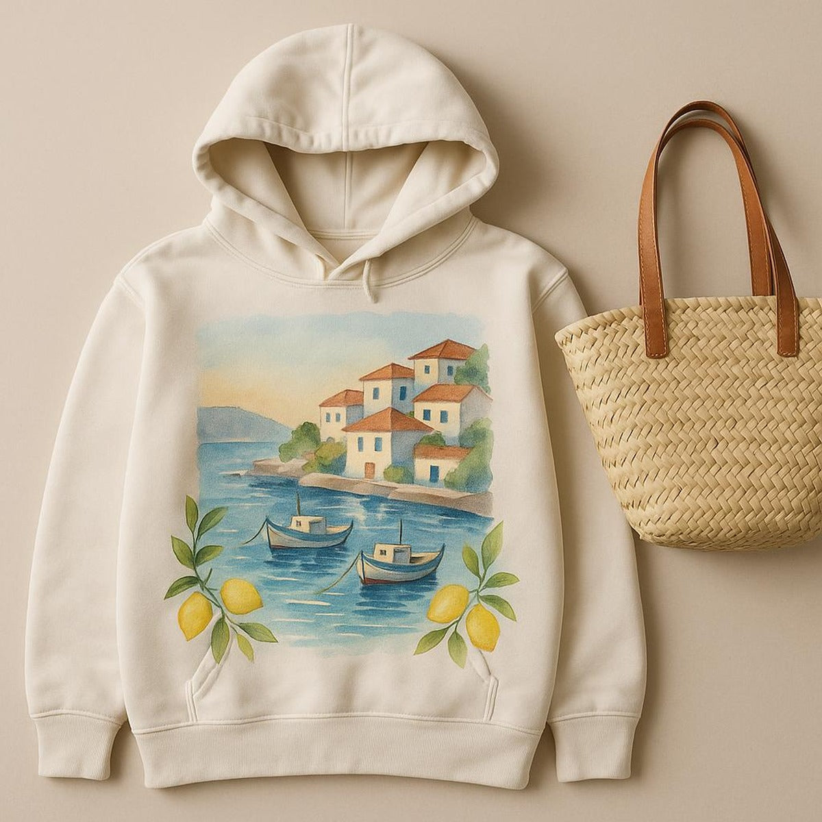 Full-length view of the relaxed unisex hoodie fit shown on a standing model
