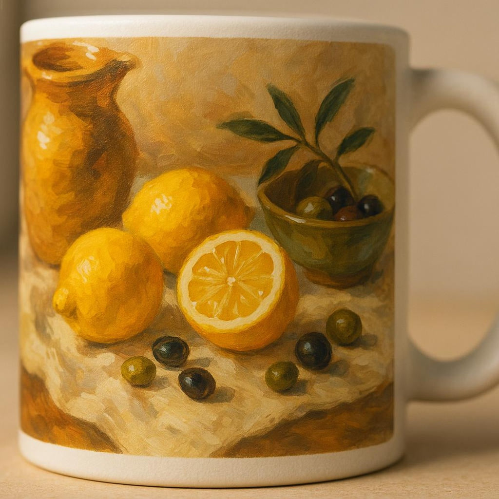 Close-up of the semi-matte reactive glaze and fine embroidered-style horizon detail