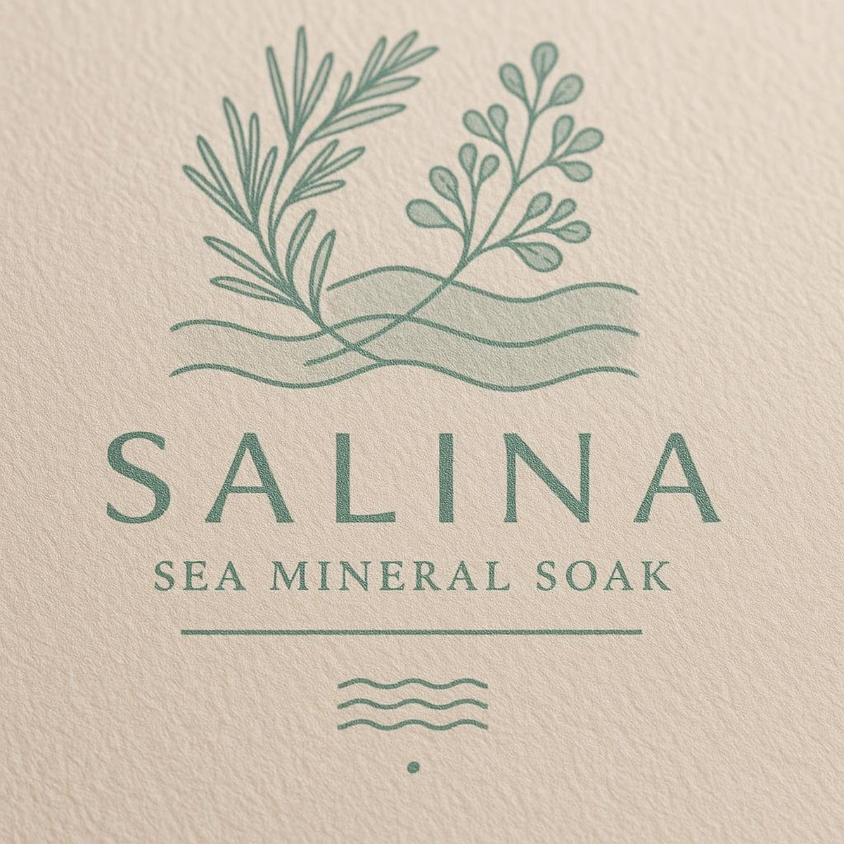 Close-up of the matte poster surface showing soft label typography and fine salt crystal detail