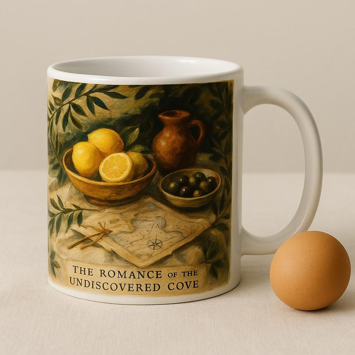 Mug held in a hand to show its generous size and wide easy-grip handle