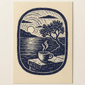 Hero poster of a hand-carved olive-wood coffee scoop and bag clip on a warm cream background