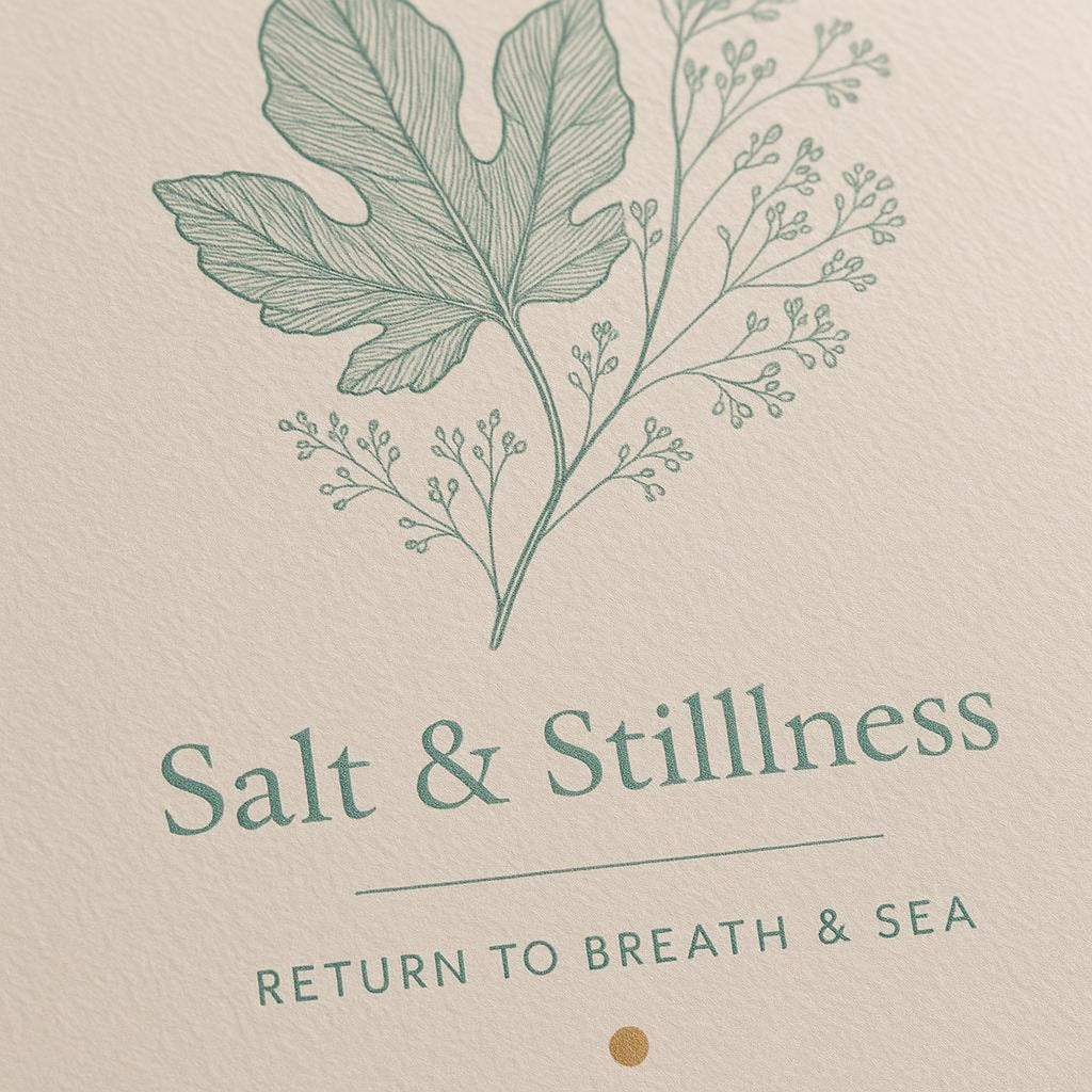Close-up of the poster surface showing matte texture and soft fig-leaf and sea salt colour tones