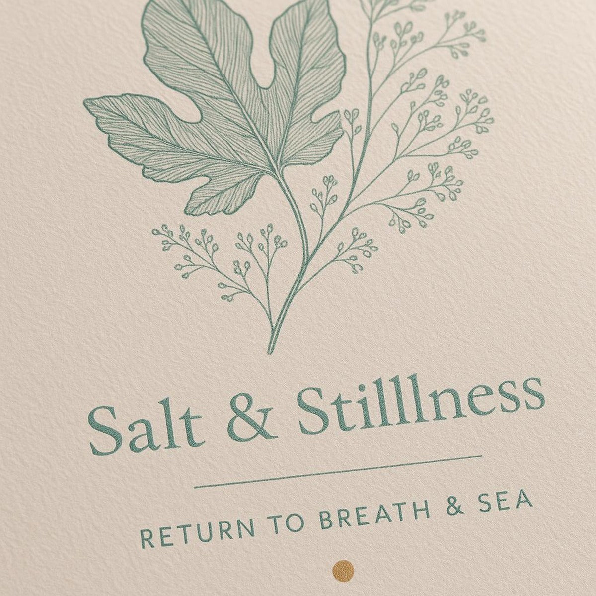 Close-up of the poster surface showing matte texture and soft fig-leaf and sea salt colour tones