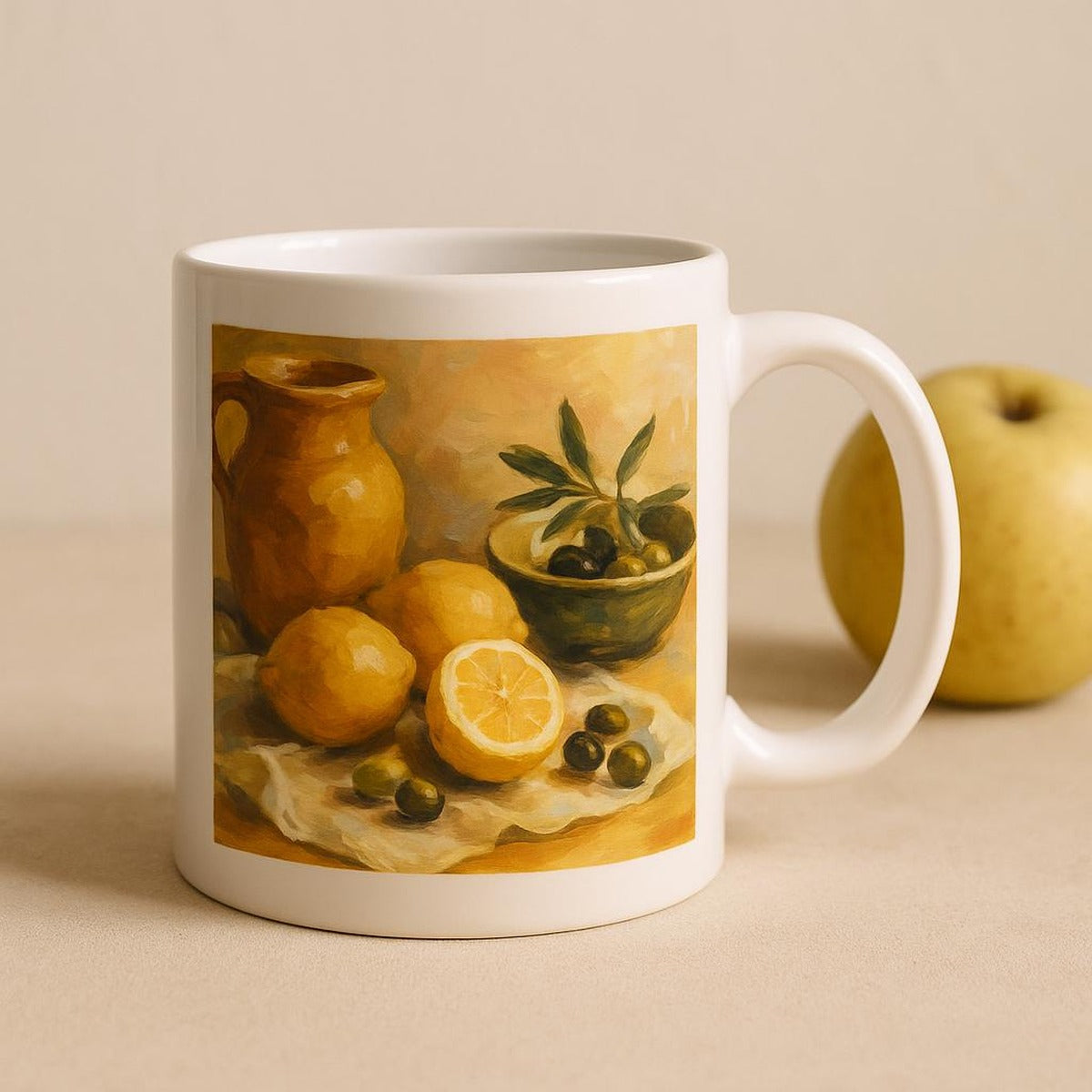Side view of the mug showing rounded handle and gentle rim shape