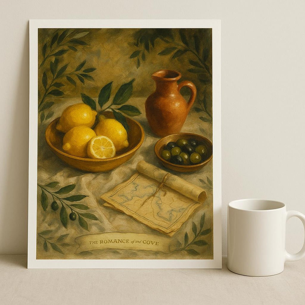 Scale image showing the poster held against a wall to indicate standard frame proportions
