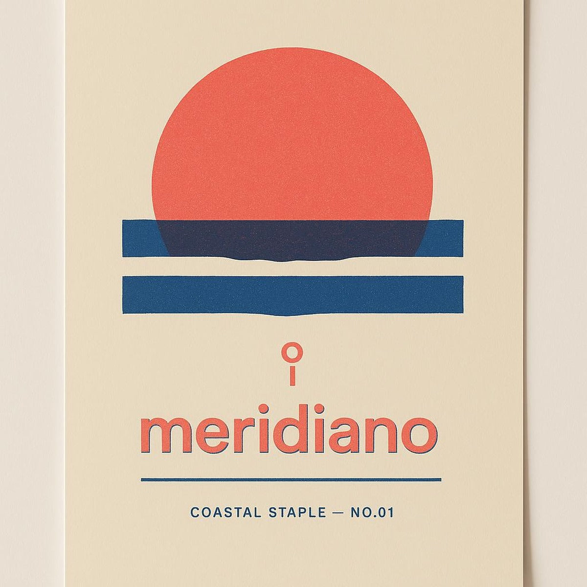 Hero view of a sun-faded coastal tee illustration poster in soft sand and terracotta tones