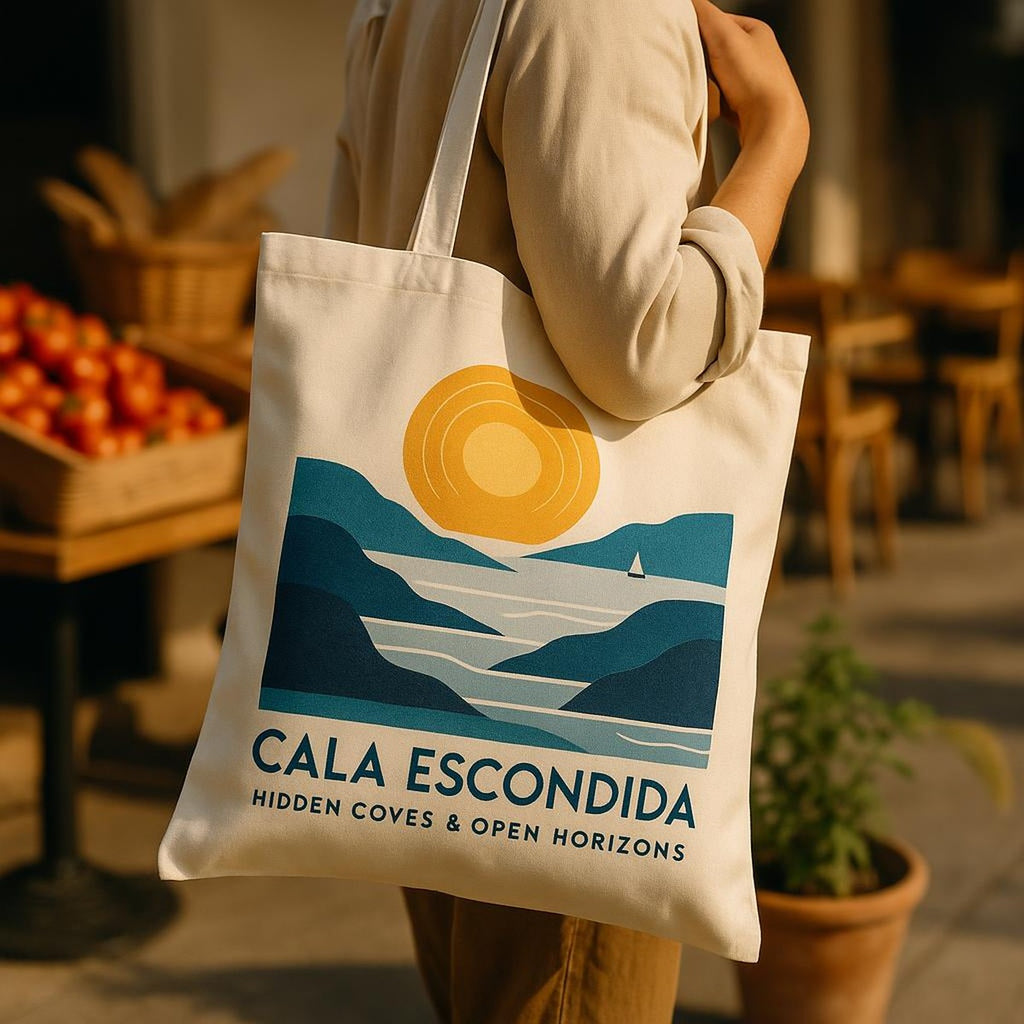 Side view of the tote standing upright, holding its shape when filled