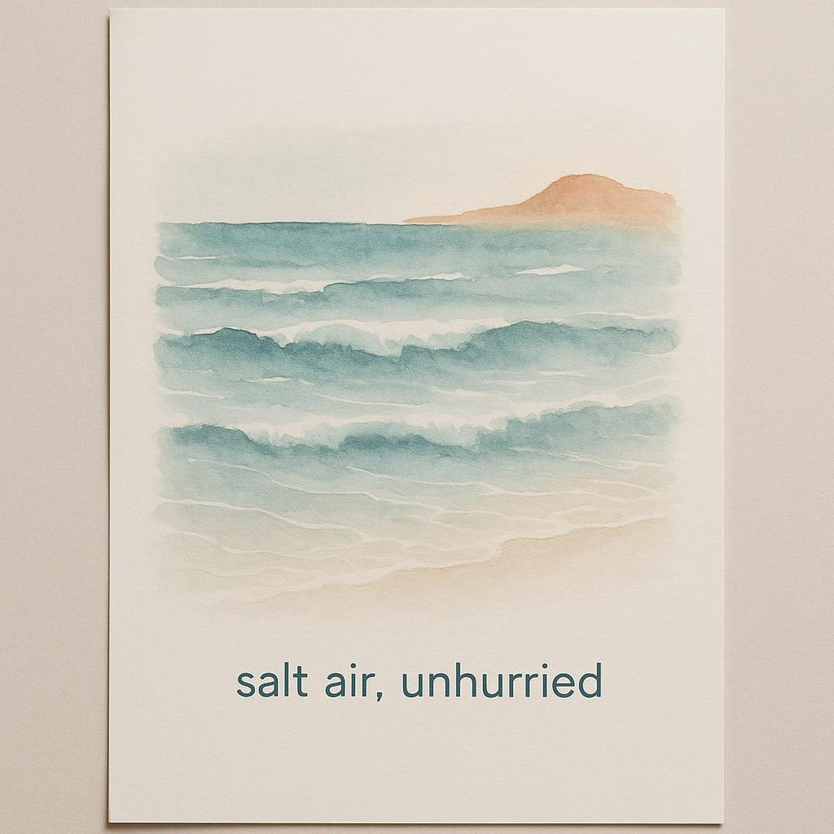 Detail of the warm sand and seafoam colour blend along the edge of the archival print