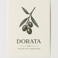 Amber glass olive oil pourer art print with cork spout on a warm cream background