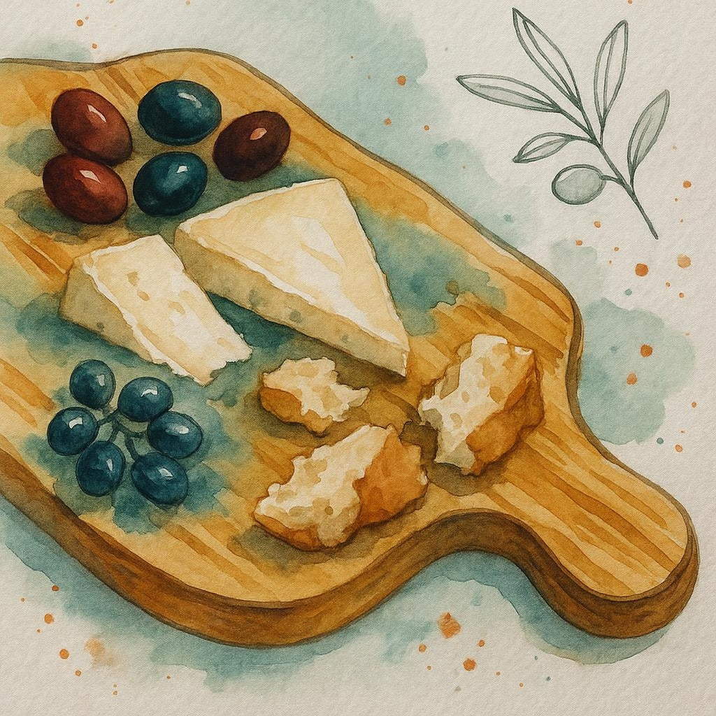 Close-up detail of the poster showing olive green wood grain and gentle juice channel texture