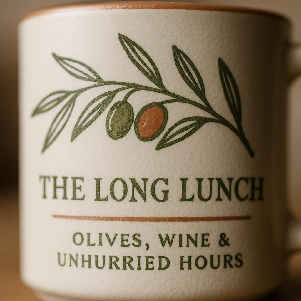 Close-up of the handmade glaze texture and thrown handle on the stoneware mug