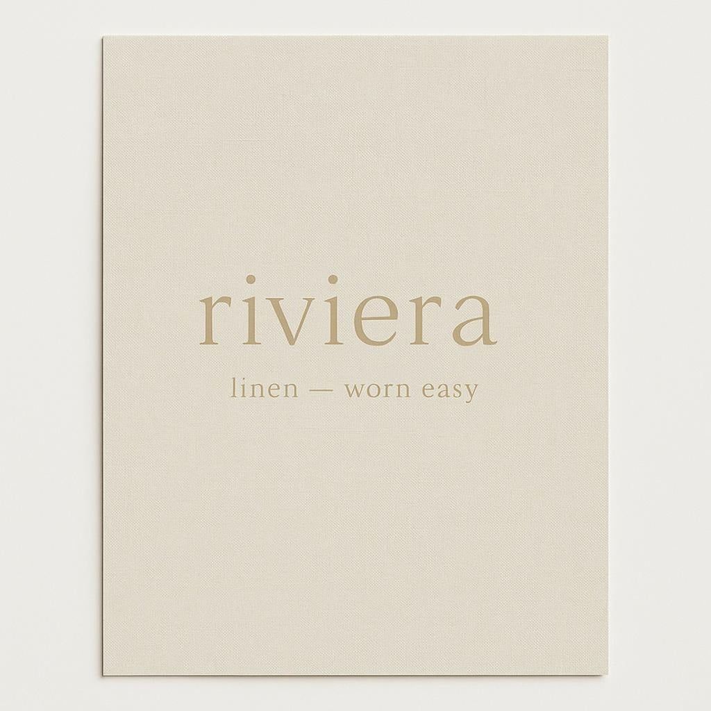 Hero poster showing an illustration of wide-leg stonewashed linen trousers with a soft drawstring waist on a sand-beige background