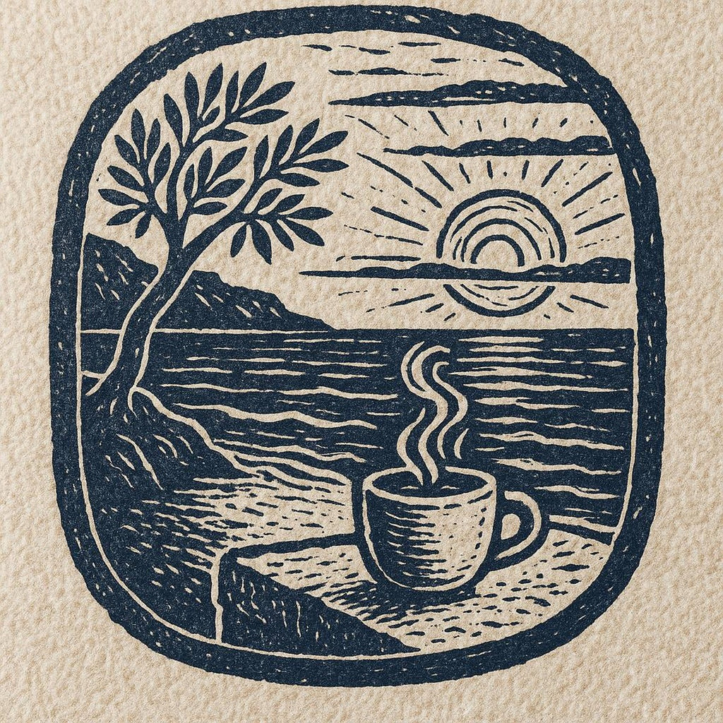 Close-up of the print showing olive-wood grain and soft shadow detail