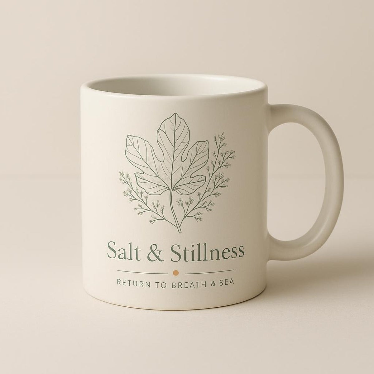 Overhead view of the mug with herbal tea showing the smooth glazed interior