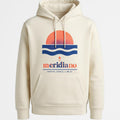 Sun-faded sand heavyweight cotton hoodie shown flat on a pale linen background