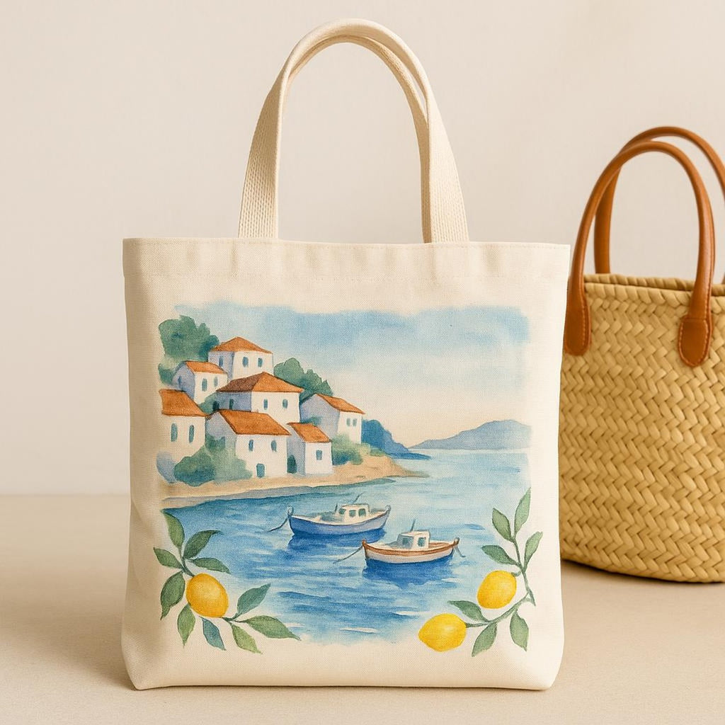 Inside view of the tote showing the linen pocket and roomy open interior
