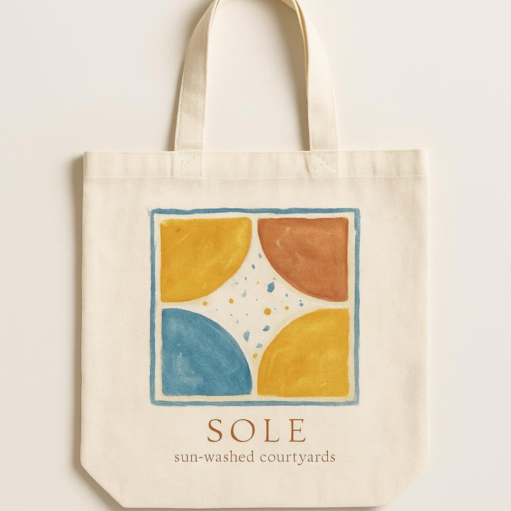 Interior view of the tote open to reveal the slip pocket and flat base with groceries inside