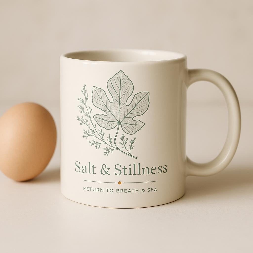 Hand holding the ceramic mug to show its rounded handle and comfortable size