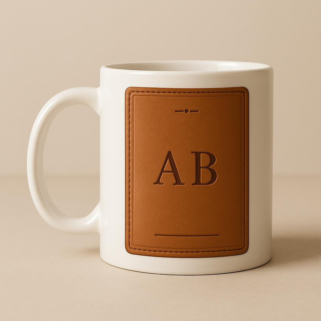 Two Riviera ceramic mugs paired together on a rustic wooden kitchen shelf