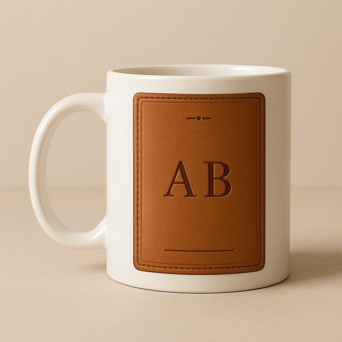 Two Riviera ceramic mugs paired together on a rustic wooden kitchen shelf