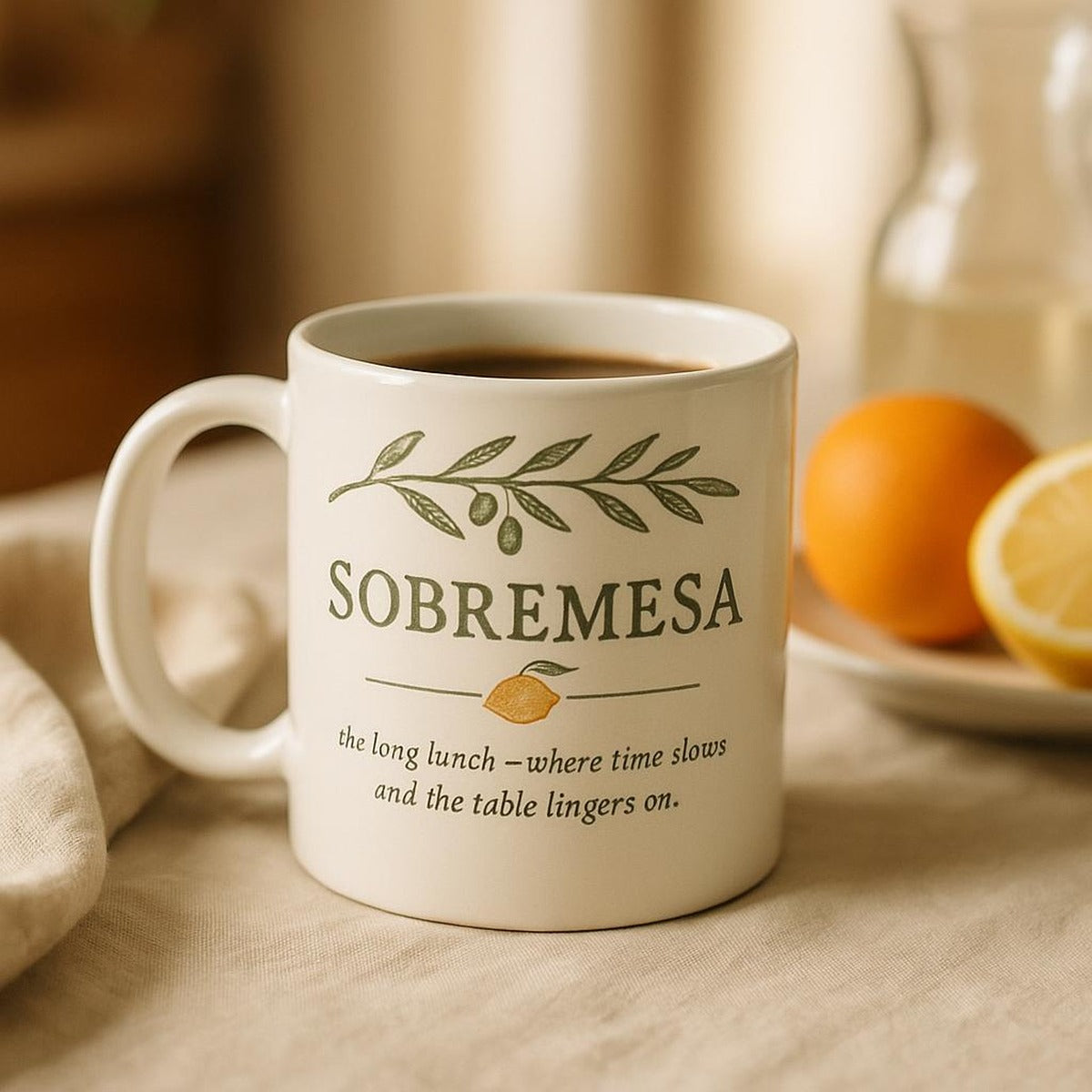 Sobremesa mug held in two hands showing chunky comfortable handle
