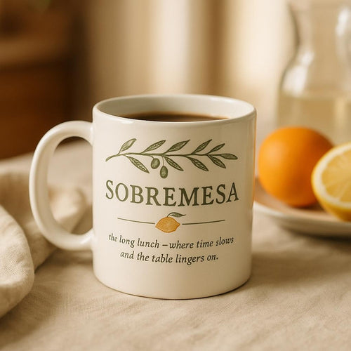 Sobremesa mug held in two hands showing chunky comfortable handle