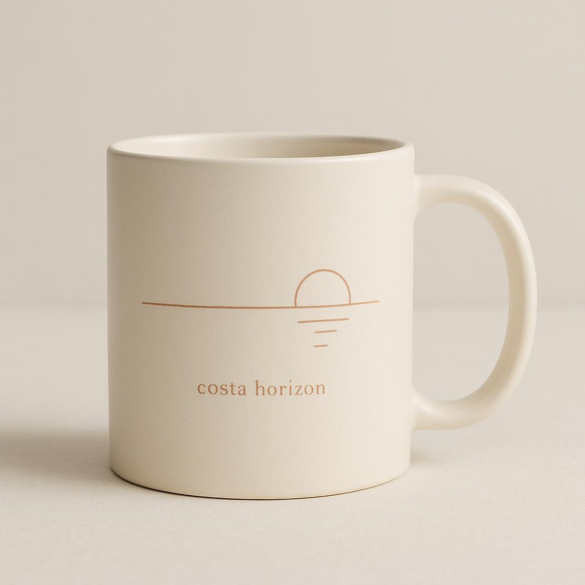 Overhead view of the mug filled with black coffee showing the rim and printed motif