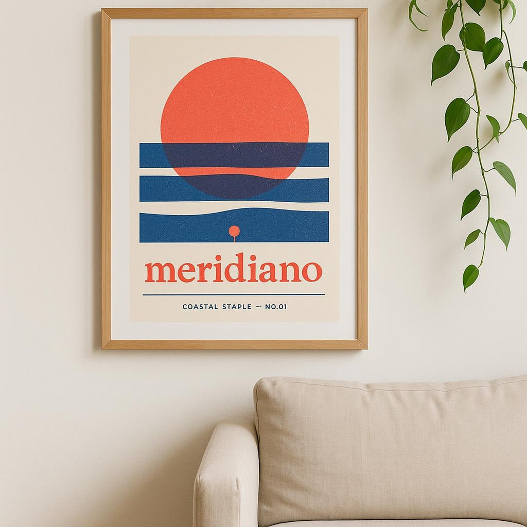 Poster displayed on a neutral bedroom wall as part of a calm minimalist gallery arrangement