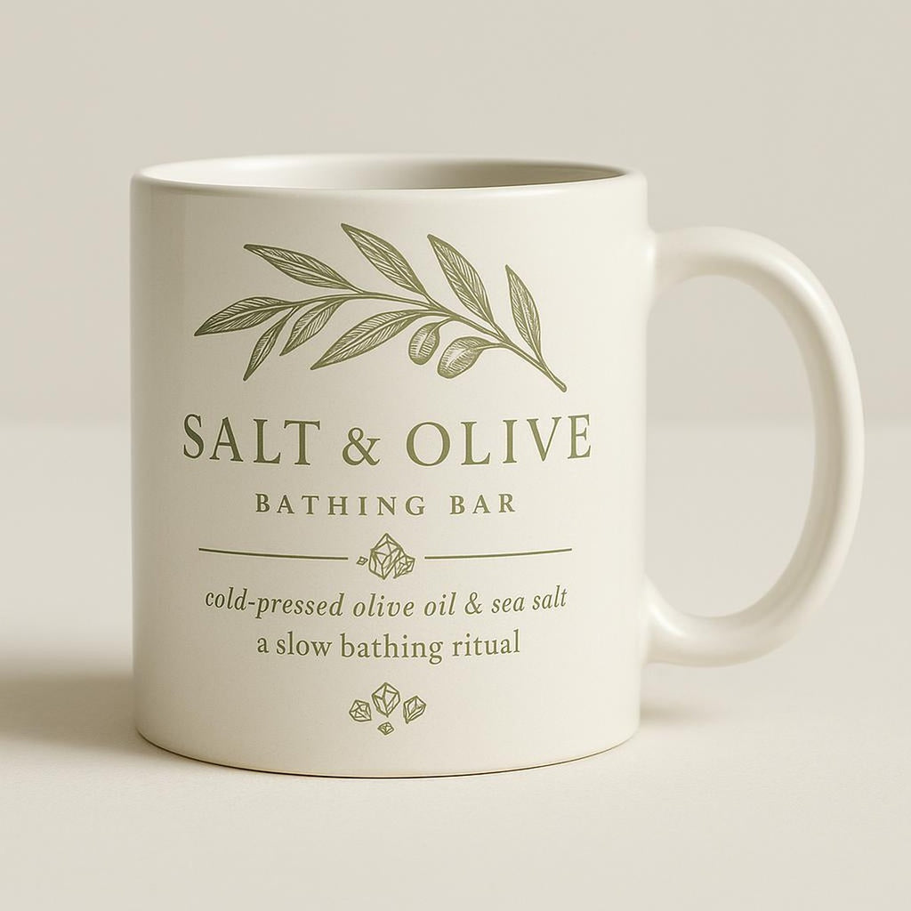 Overhead view of the Mediterranean mug filled with tea showing the rim and glaze finish