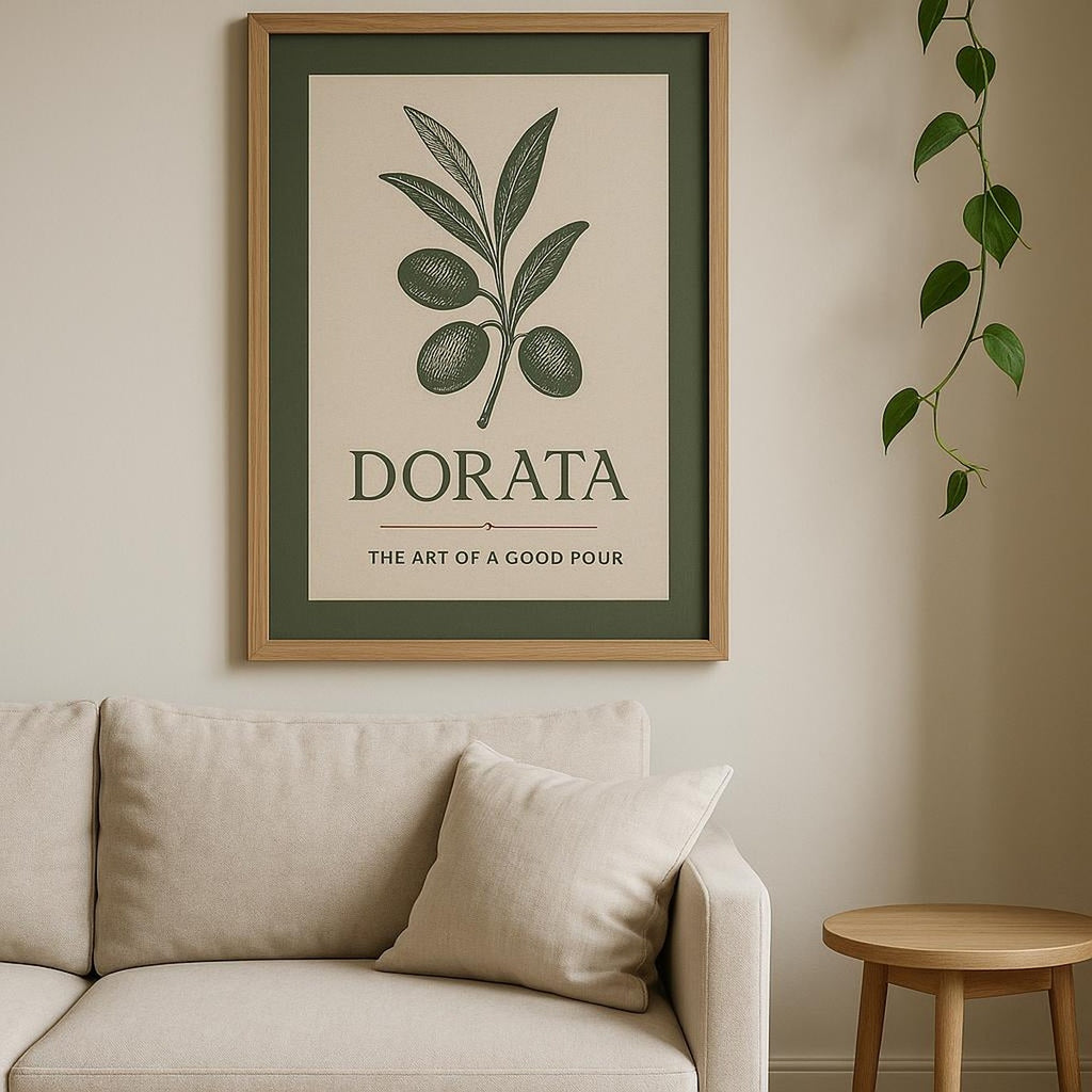 Scale reference showing A2 kitchen poster against a plain painted wall