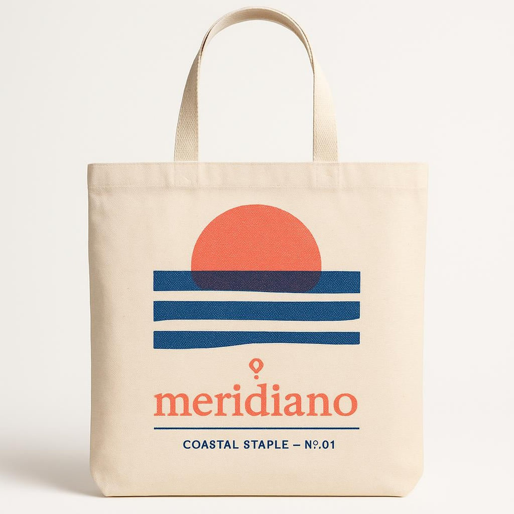Sun-faded sand cotton canvas tote bag standing upright with flat base and wide shoulder straps