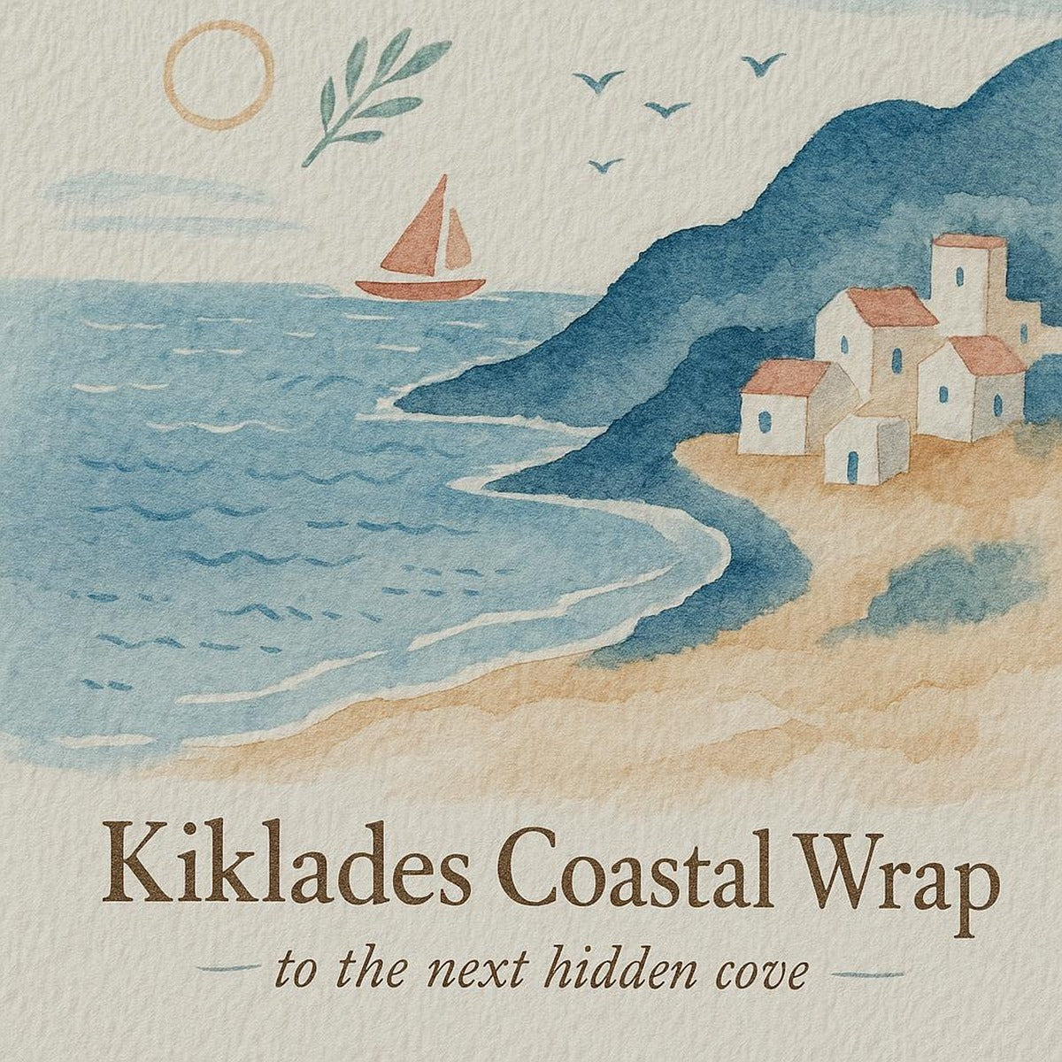 Close-up of the matte poster surface showing soft driftwood neutrals and faded blue textures