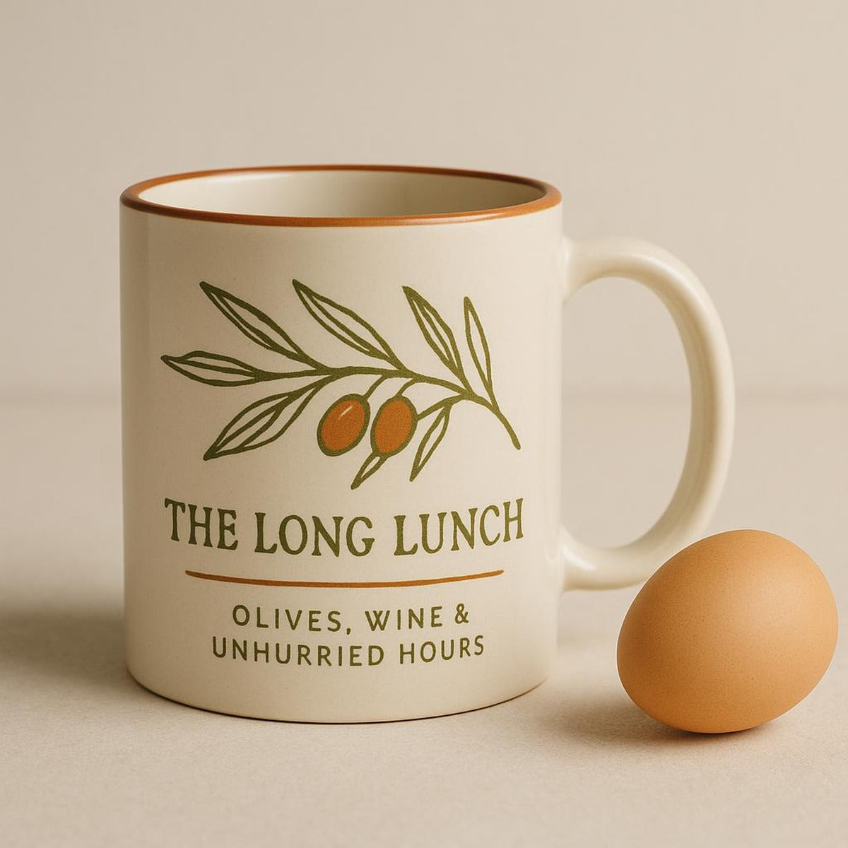 Ceramic mug held in hand showing its 300ml size and comfortable handle