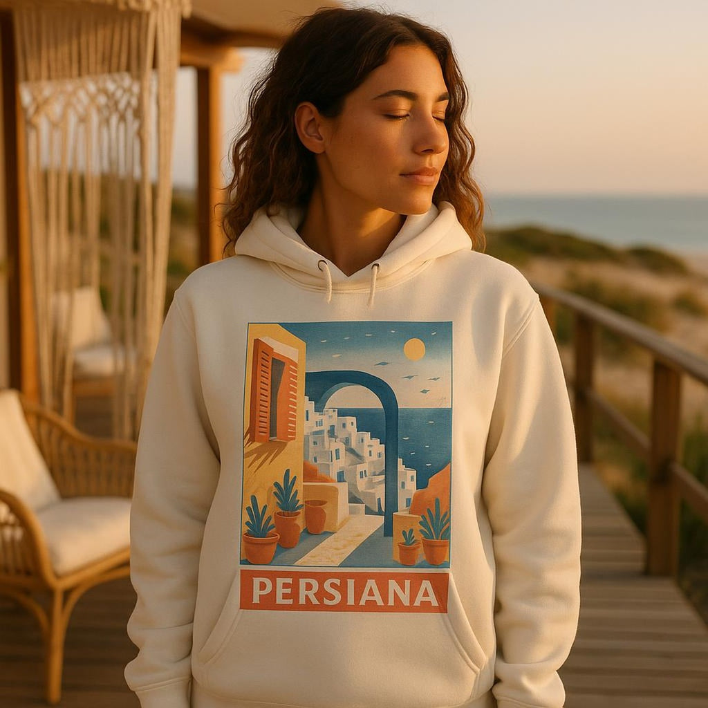 Model in relaxed pose showing the true-to-size fit and drape of the pullover