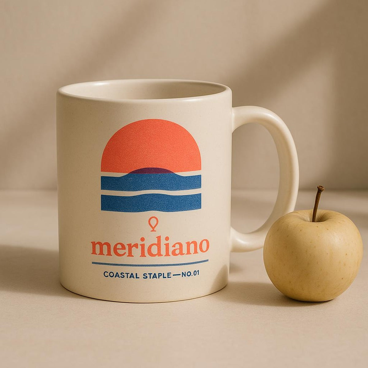 Mug held in hand showing its comfortable curved handle and everyday size