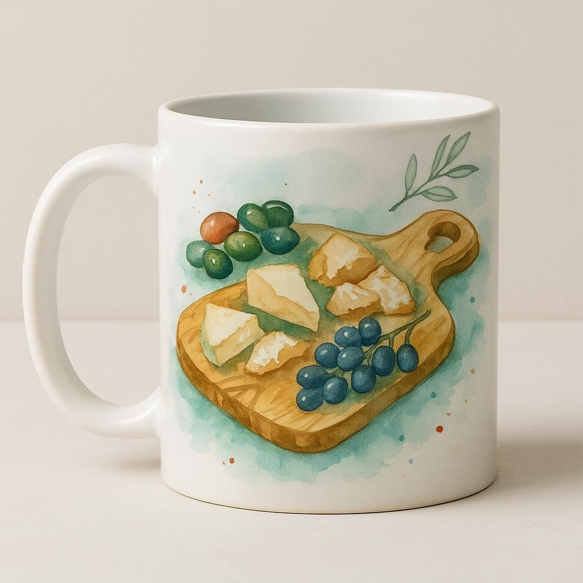Meltemi mug styled on a kitchen shelf beside earthenware and dried herbs