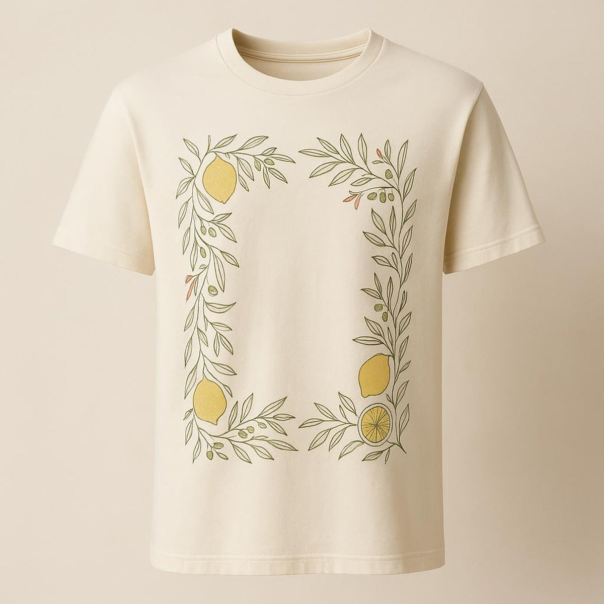 Back and neckline view of the unisex tee highlighting ribbed crew neck and soft cotton drape