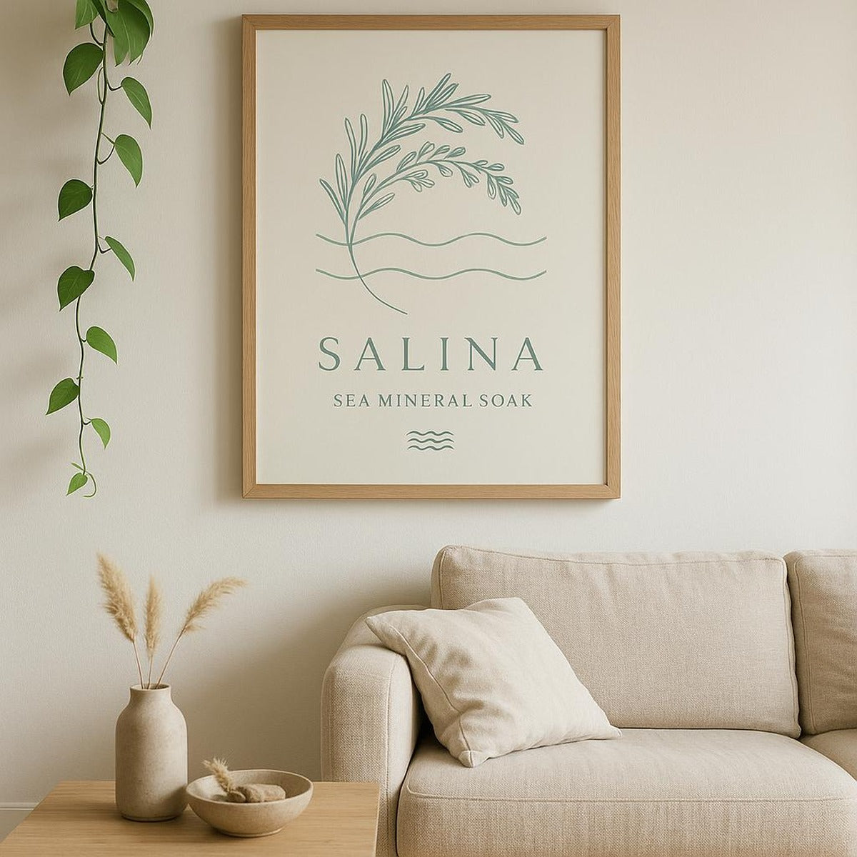 Gallery wall arrangement featuring the sea salt poster among other calm Mediterranean prints